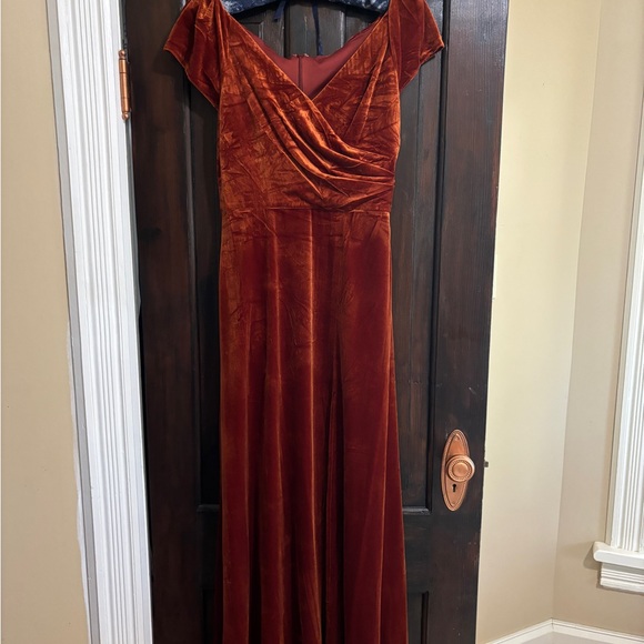 Burnt Orange Velvet Dress - Picture 2 of 6